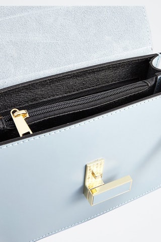 Mala a tiracolo em couro Mini Emma - Azul-claro