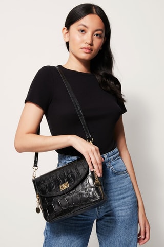 Mala a tiracolo em couro Flory - Preto