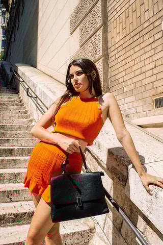 Mala em couro Eva - Preto