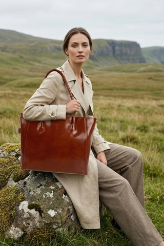 Mala shopper em couro Aurora - Camel