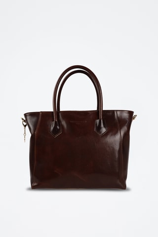 Mala shopper em couro Aurora - Castanho