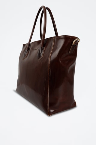 Mala shopper em couro Aurora - Castanho