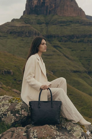 Mala shopper em couro Aurora - Preto