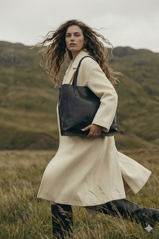 Mala de ombro em couro Costa - Preto