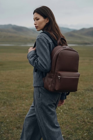 Mochila em couro Libre - Castanho