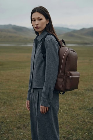 Mochila em couro Libre - Castanho