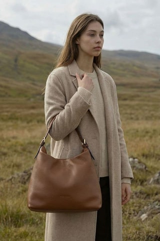 Mala de ombro em couro Orient - Camel