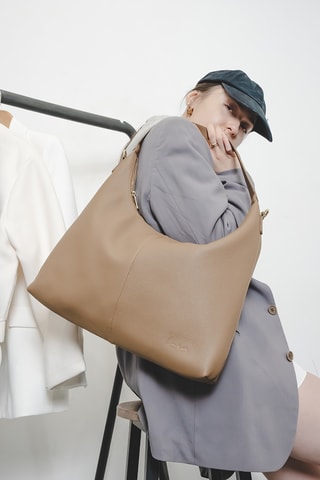 Mala de ombro em couro Alix - Toupeira