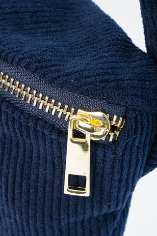 Bolsa de cintura em bombazina Cyra - Azul-marinho