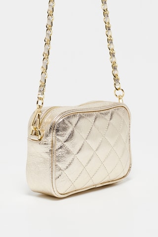 Mala a tiracolo em couro Faye - Dourado