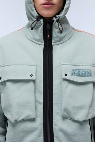 Casaco com capuz B Rivalto - Verde-água e preto