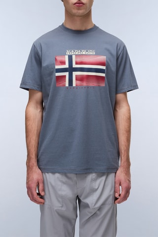 T-shirt S Lari - Cinzento-escuro e vermelho