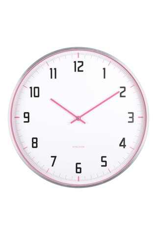 Horloge Sporty - 40 cm - Blanc et rose