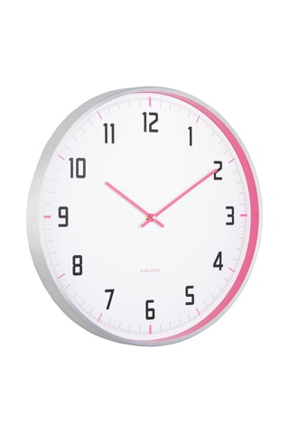 Horloge Sporty - 40 cm - Blanc et rose