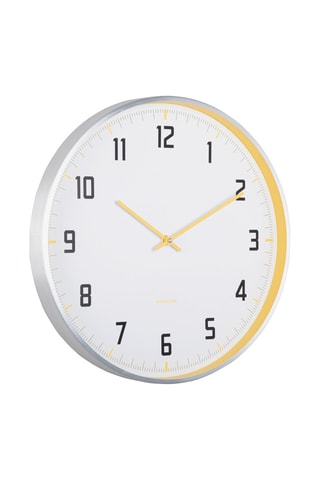 Horloge Sporty - 40 cm - Blanc et jaune