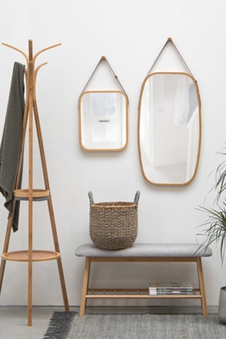 Miroir suspendu en bambou - 43 x 74 cm - Naturel