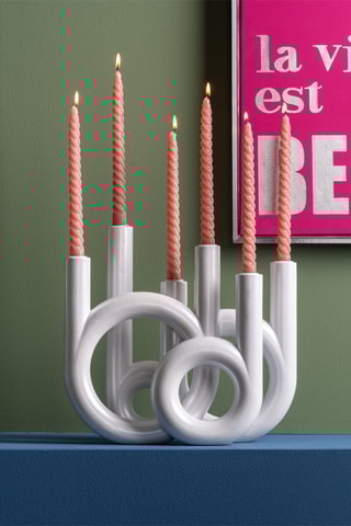 Bougeoir Rings - 33 cm - Blanc
