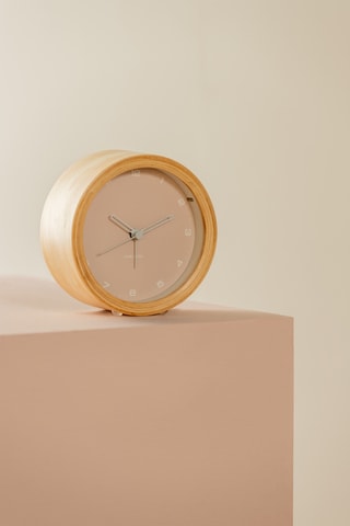 Réveil Gentle - 11,8 cm - Bois clair et rose pâle