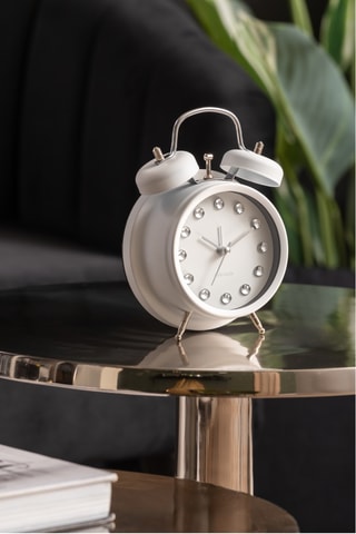 Réveil Glam Diamonds - 11,8 cm -  Blanc 