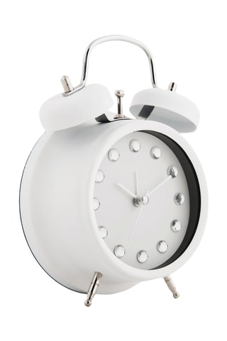 Réveil Glam Diamonds - 11,8 cm -  Blanc 