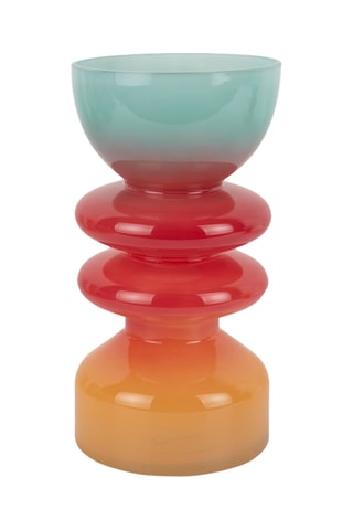 Vase Summer Vibes - 25 x 13 cm - Orange et vert d'eau