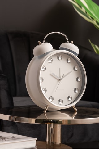 Réveil Glam Diamonds XL - 23,5 cm - Blanc