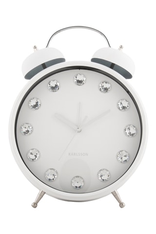 Réveil Glam Diamonds XL - 23,5 cm - Blanc