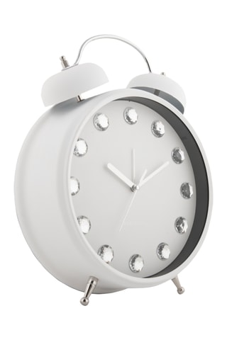 Réveil Glam Diamonds XL - 23,5 cm - Blanc
