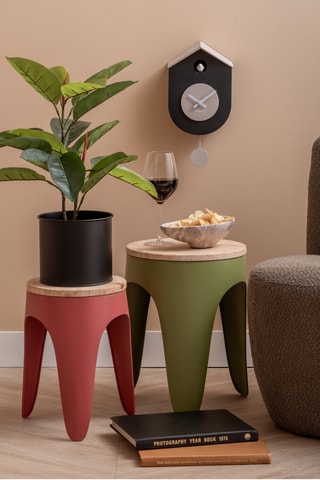 2 tabourets en bois Double Funky - Vert et rouge