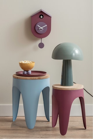 2 tabourets en bois Double Funky - Bleu et mauve