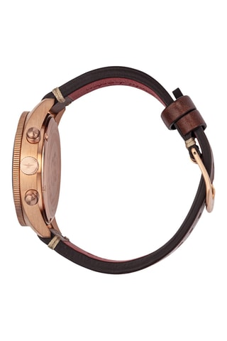 Reloj de cuarzo de piel - Cronógrafo - Marrón y cobrizo