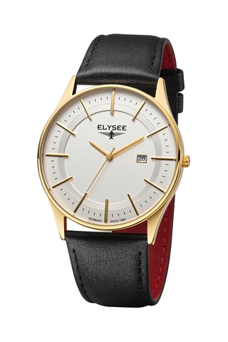 Reloj de cuarzo de piel - Negro y dorado