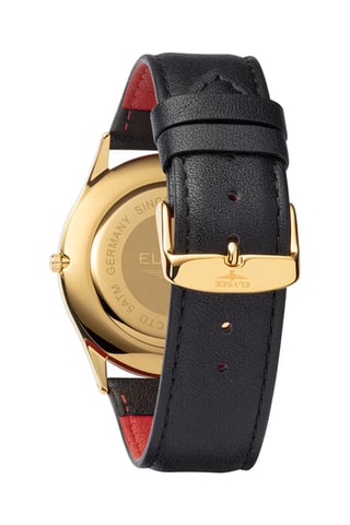 Reloj de cuarzo de piel - Negro y dorado