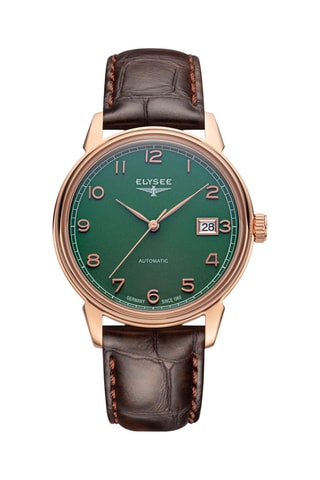 Reloj automático de piel - Marrón y dorado