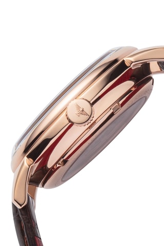 Reloj automático de piel - Marrón y dorado