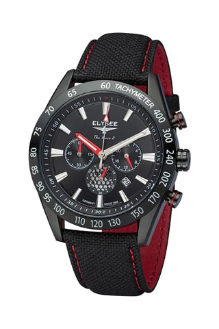 Reloj de cuarzo de piel - Taquímetro - Negro