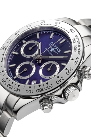 Reloj de cuarzo de acero - Taquímetro - Plateado