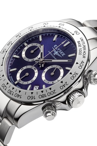 Reloj de cuarzo de acero - Taquímetro - Plateado