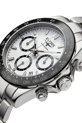 Reloj de cuarzo de acero - Taquímetro - Plateado y negro