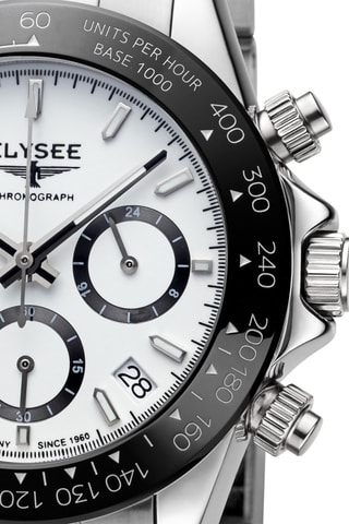 Reloj de cuarzo de acero - Taquímetro - Plateado y negro