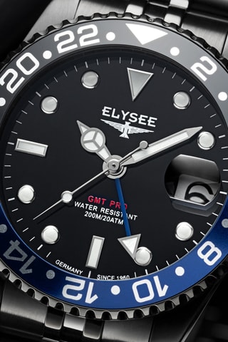 Reloj de cuarzo de acero - Negro y azul