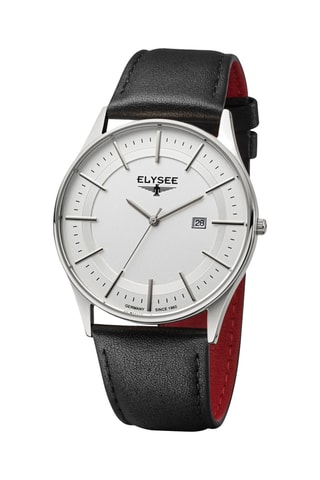 Reloj de cuarzo de piel - Negro y plateado