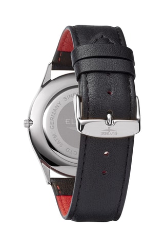 Reloj de cuarzo de piel - Negro y plateado