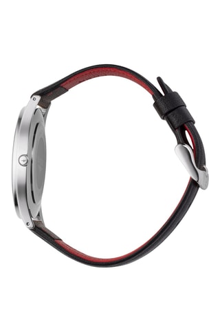 Reloj de cuarzo de piel - Negro y plateado