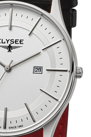 Reloj de cuarzo de piel - Negro y plateado