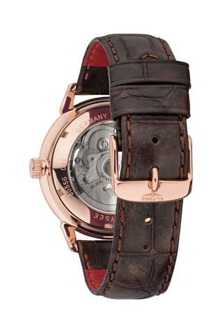 Reloj automático de piel - Marrón y dorado