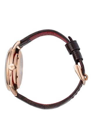 Reloj automático de piel - Marrón y dorado