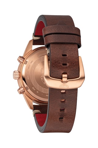 Reloj de cuarzo de piel - Cronógrafo - Marrón y dorado