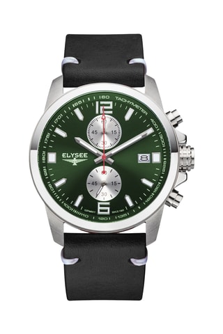 Reloj de cuarzo de piel - Cronógrafo - Negro y plateado