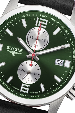 Reloj de cuarzo de piel - Cronógrafo - Negro y plateado